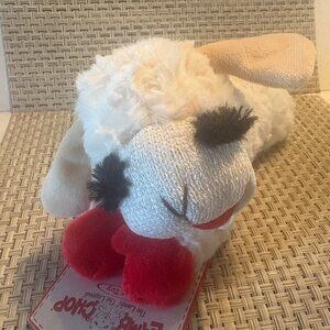 LAMBCHOP Squeak Dog Toy 11" Plush Shari Lewis Soft Cuddly Fabric Red Beige NEW